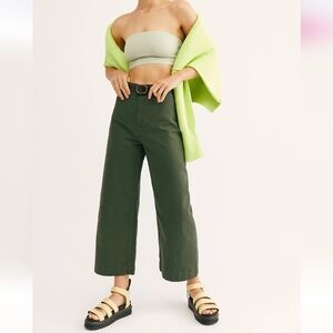 We The Free Olive Green High Rise Cropped Wide Leg Patti Pants Size 26 (XS, 0-2)